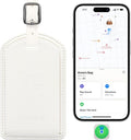 Luggage Tags Built-in Anti-Loss Tracker, Luxury Leather Luggage Tags for Suitcase, Travel Bags, Backpacks, Travel Organizer for Lost Baggage Prevention (Creamy White)
