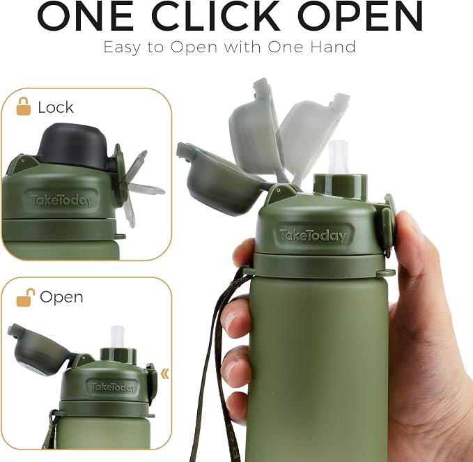 TakeToday Newly Upgraded Collapsible Water Bottles 32oz and 20oz, Compact Foldable Travel Bottle, TSA-Approved Leakproof Silicone Water Bottle for Hiking, Travel, Outdoors