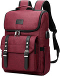 YALUNDISI Vintage Backpack Travel Laptop Backpack with usb Charging Port for Women & Men College Backpack Fits 15.6 Inch Laptop Red