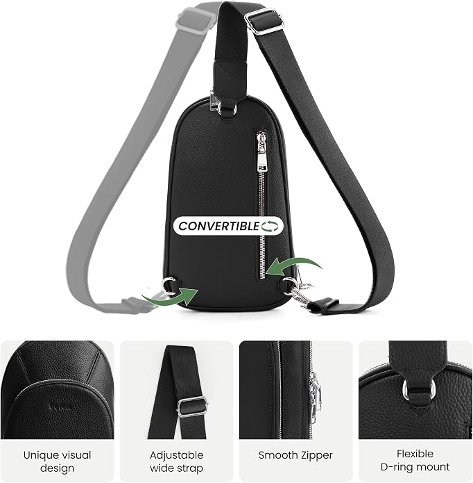 befen Genuine Leather Sling Bag for Women Anti Theft Crossbody Chest Bags Leather Fanny Packs for Travel with RFID Card Slots