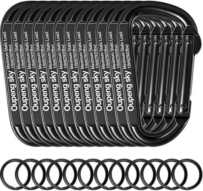 Carabiner Clip - Heavy Duty Carabiners 800lbs-13KN (2922 lbs) Carabeaner D Ring Shape,Key Chain Clip Hook,Keychain Clip,Multipurpose for Camping, Hiking,Backpacking or Other Outdoor Activities.