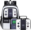 Boys Backpack Kids Bookbag TeensSchool Bag LuminousGame Large capacity bag (4BlackWhite Set)