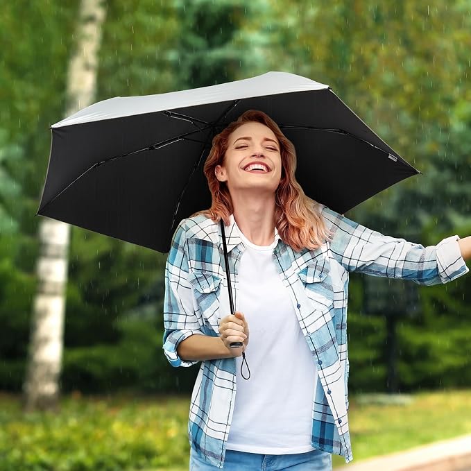 G4Free 43in Mini Travel Umbrella Ultralight Carbon Fiber UPF 50+ Umbrella | UV Protection, Sun Block, For Sun, Super Slim, Small Size, Weighs Only 4 oz, Compact Design, For Travel, For Purse, Women Use