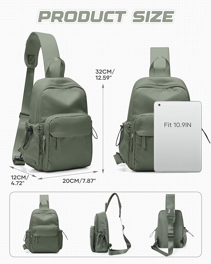 SEAFEW Sling Crossbody Bag for Men Women, Green