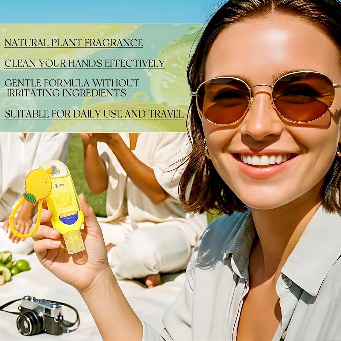 24 Pack Fruit Scentend Hand Sanitizers with Cute Keychains Bulk Travel Size Mini Hand Sanitizer Gel 1oz Thank You Gifts for Employee Teacher Nurse Coworker Back to School Party Favors