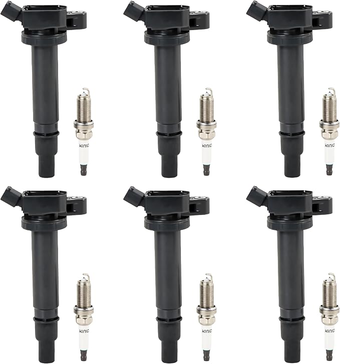 6PCS UF495 Ignition Coils + 6PCS 6176 Iridium Spark Plugs Ignition Coils Pack Fits for 2003-2009 4Runner, 2005-2011 Tundra 4.0L, Coil Pack Set Aftermarket Parts