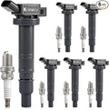 UF495 Ignition Coil Packs and Iridium Spark Plugs Compatible with Toyota Camry Matrix Solara Tacoma Tundr 4Runner Corolla, Lexus IS GS RC F, Scion xB, Set of 6