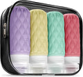 100 ml Silicone Travel Bottles for Toiletries with Labels/Clear Bag, Holiday Travel Essentials Leakproof Refillable Squeeze Travel Size Containers Set for Shampoo and Conditioner