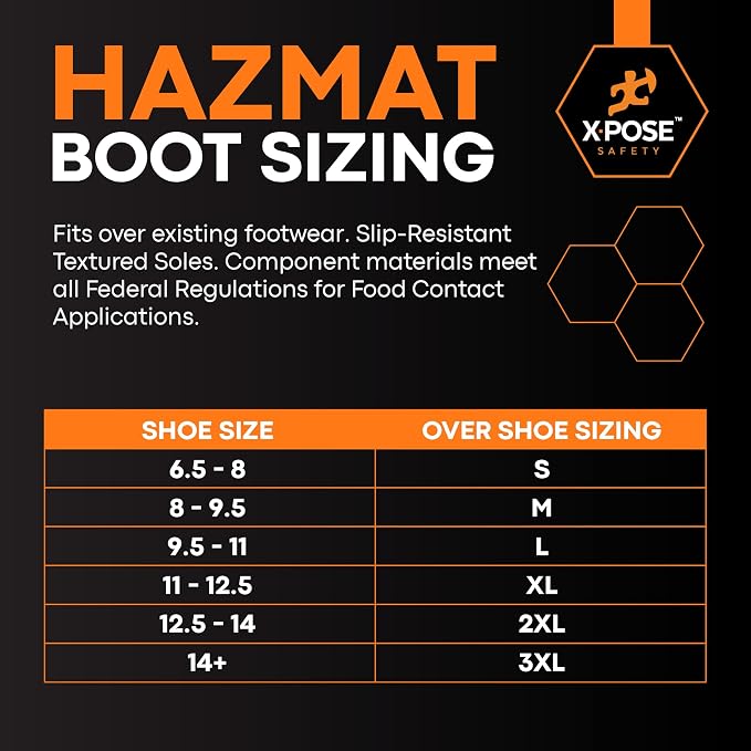 Hazmat Boot and Shoe Covers For Hazardous Materials - Explosives, Gases, Flammable Liquids, Peroxide and More – 50 Packs 2XL Yellow 12" Over the Shoe Protectors - by Xpose Safety