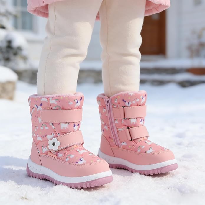 CIOR Winter Snow Boots for Boy and Girl Outdoor Waterproof with Fur Lined(Toddler/Little Kids)