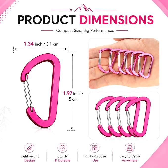 Shimeyao 180 Pcs Small Aluminum Clip Keychain Buckle Clip Bulk Mini Aluminum Ring Shape Small Lock Spring Snap Hook