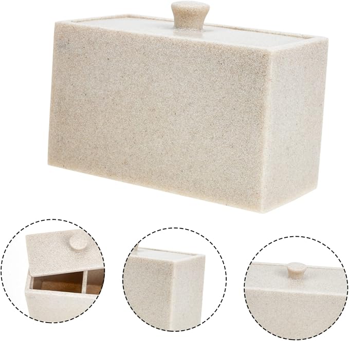 WOONEKY Compartment Cotton Pad Storage Box Detachable Divider for Hair Accessories and Makeup Applicators Compact Organizer for Cotton Swabs and Pads for Bathroom and Vanity Use