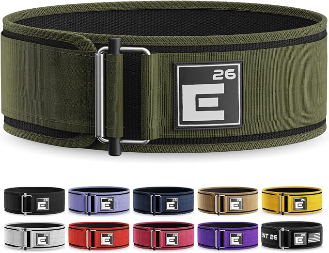 Element 26 Self-Locking Weight Lifting Belt - 4-Inch Nylon Support for Men and Women - Squat and Deadlift - Gym Training
