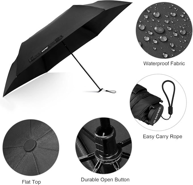 G4Free 43in Mini Travel Umbrella Ultralight Carbon Fiber UPF 50+ Umbrella | UV Protection, Sun Block, For Sun, Super Slim, Small Size, Weighs Only 4 oz, Compact Design, For Travel, For Purse, Women Use