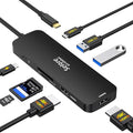 USB C Docking Station Dual HDMI Monitor, USB C to Dual HDMI Adapter with 2HDMI Ports, PD Charging, SD/TF, USB A&C 3.0 Ports, Laptop Docking Station for Dell XPS/HP/Lenovo/Surface/Yoga etc(Black)