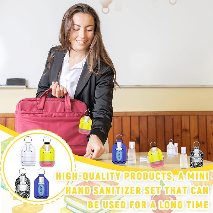 28 Sets Teacher Appreciation Gifts Hand Sanitizer Keychain Holders with Empty Travel Bottles Bulk Thank You Gifts for Teacher Employees Coworker Appreciation Gift