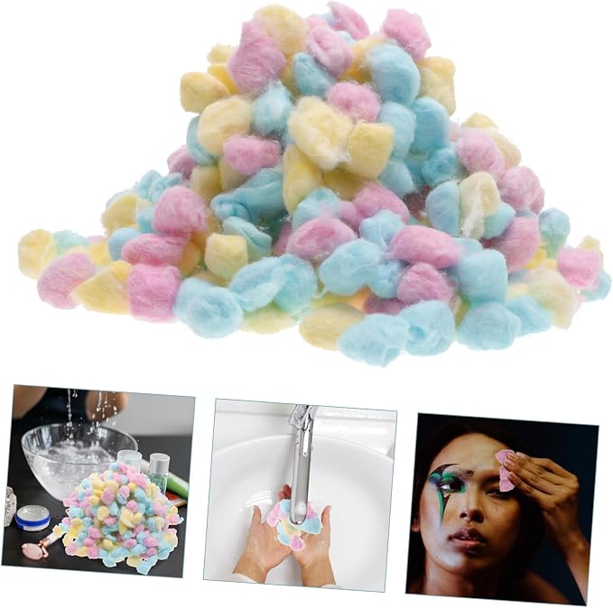 1Pack Colored Cotton Balls for Newborn Face Cleaning Soft Absorbent Cotton Balls for Makeup Removal and Crafts