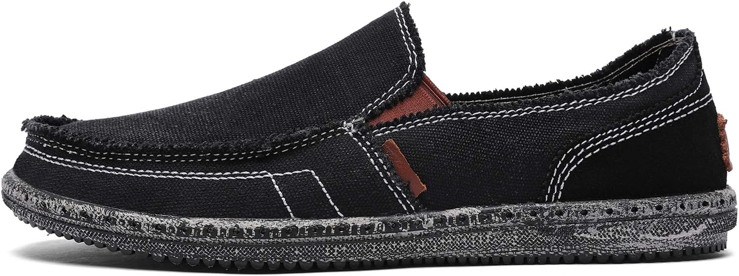 CASMAG Men's Casual Cloth Shoes Canvas Slip on Loafers Leisure Vintage Flat Boat Shoes