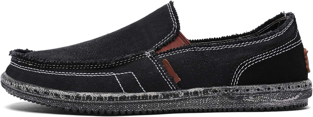 CASMAG Men's Casual Cloth Shoes Canvas Slip on Loafers Leisure Vintage Flat Boat Shoes