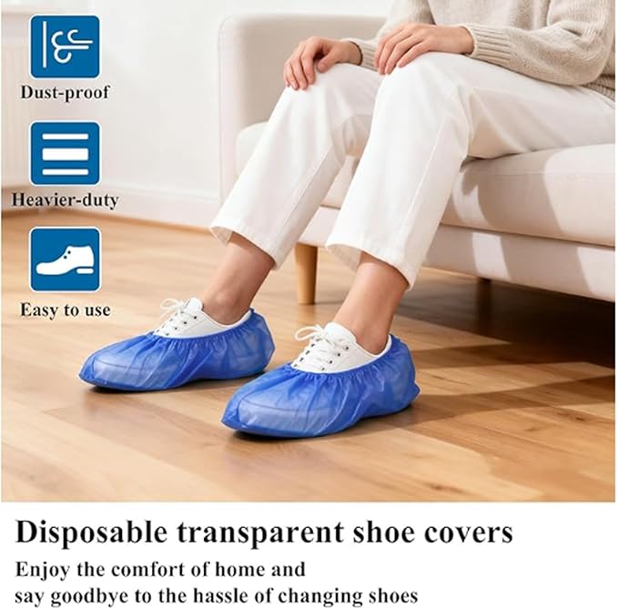 100-2000 Pack Disposable Shoe Covers Waterproof, Durable, Boot Shoes-Cover for Construction, Offices, Floor Carpet Protection(300 Pieces)