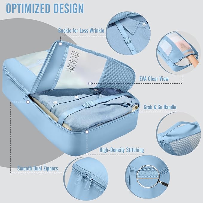 Veken 10 Set Packing Cubes for Travel Essentials, Suitcase Organizer Bags in 4 Sizes, Carry-On Luggage Accessories with Large Laundry Bag & Passport Holder, Must-Have for Airplane, Road Trip & Camping
