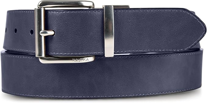 Nautica Men's Reversible Leather Belt | 2-in-1 | Classic | Everyday | Business | Work | Dress | Casual | Metal Buckle