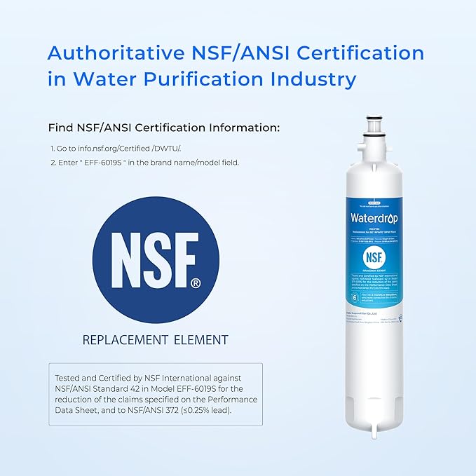 Waterdrop WD-F19C Replacement for GE® RPWFE®, RPWF (Built-in CHIP) Refrigerator Water Filter, Compatible with GFE28GYNFS, GFE28GELDS, PFE28KELDS, PFE28KYNFS, GFD28GELDS, PWE23KELDS