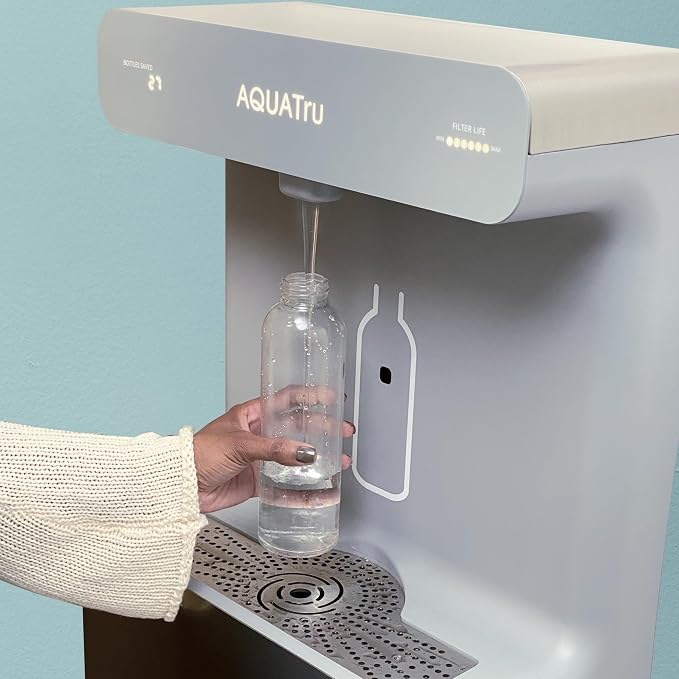 AquaTru Pro Wall Mounted Bottle Filling Station – Refrigerated & Filtered Water Dispenser - Touch-Free Sensor, 9.5 GPH Cooling Capacity, Filter Monitor – Ideal for Schools, Offices & Gyms