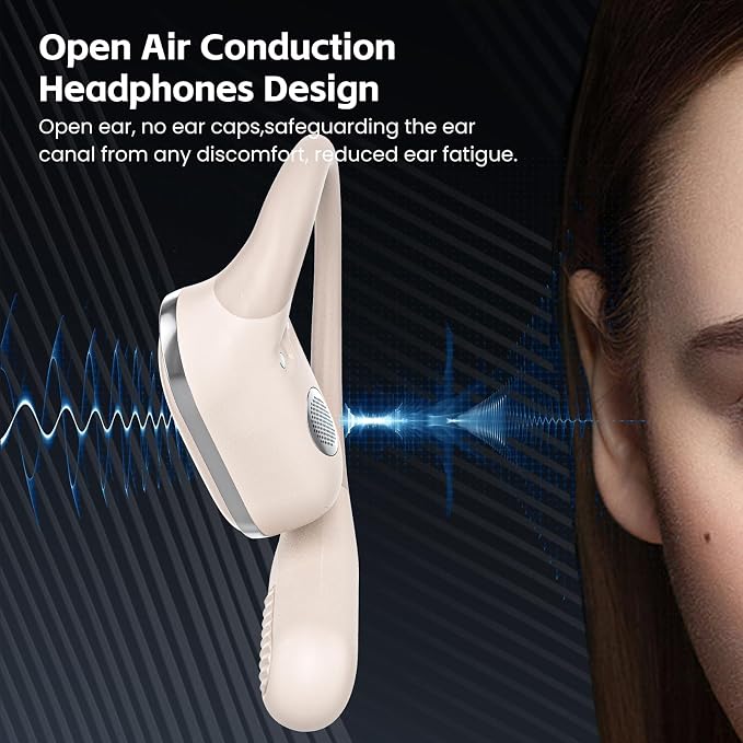 TRAUSI Open Ear Wireless Earbuds Bluetooth Headphones, 80H Playtime Stereo Ear Buds with ENC Noise Cancelling, Fast Charging, IPX7 Waterproof Sports Earphones with Earhook for Running/Workouts White