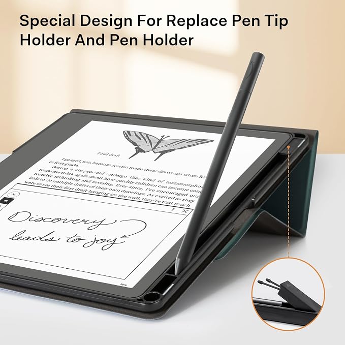 CoBak Case for E-Reader- All New PU Leather Cover with Auto Sleep Wake Feature for Tablet Reader 10.2" 2022 & 2024 Released with Pen Holder (not Compatible with Remarkable),Dark Green