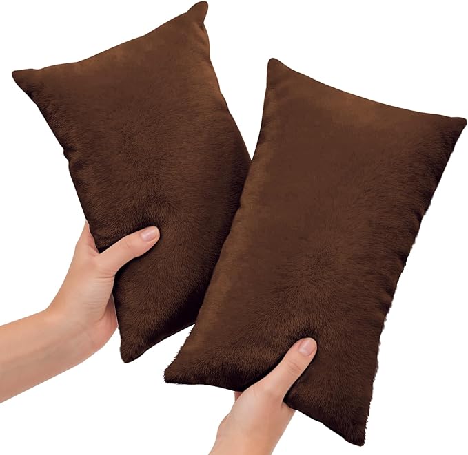 2 Pack Tiny Travel Pillows, 7"x11" Memory Foam Mini Neck Pillow for Travel and Airplane, Soft Machine Washable Small Pillows for Neck, Knee, Lumbar Support, Small Cushionfor Pet, Dogs (Brown)