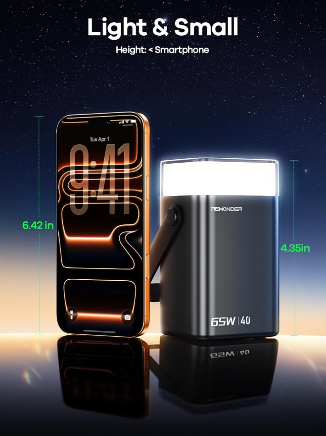 65W Power Bank 40000mAh - Laptop Portable Charger Fast Charging External Battery Pack - High Capacity Power Supply with LED Light for Trip Camping & Home Compatible with MacBook iPhone - Black