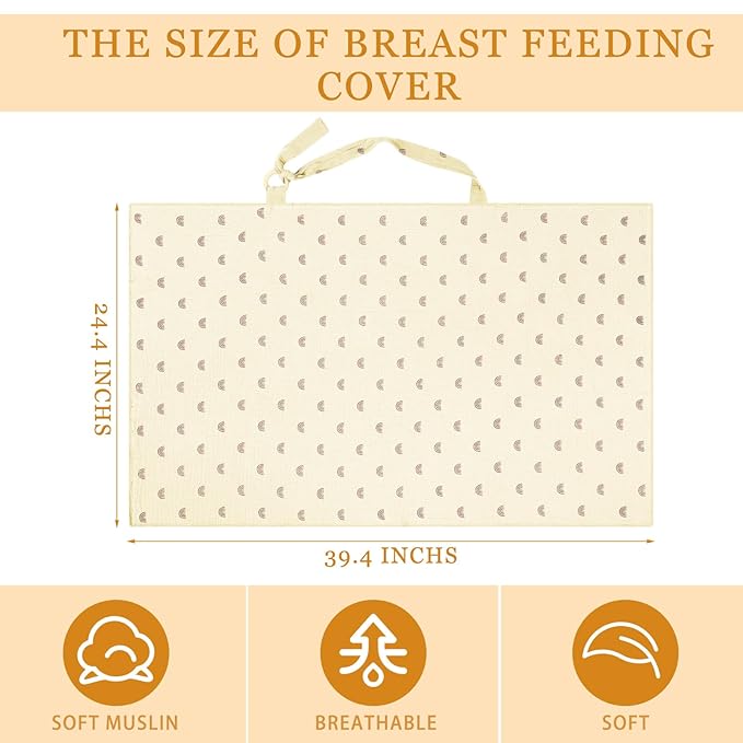 Treela 3 Pcs Muslin Cotton Breathable Nursing Cover Multi Use Car Seat Stroller Breastfeeding Cover for Breastfeeding Baby Shower Gifts Essentials(Fresh Color)