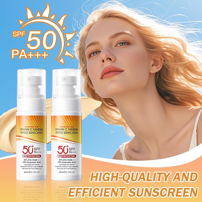 Face Sunscreen Cream SPF 50+,Moisturizing Sunscreen for Face,Long Lasting Refreshing Tinted Facial Moisturizer Sunblock for Women Men,Non-greasy Travel Size Facial Sun Screen Lotion O