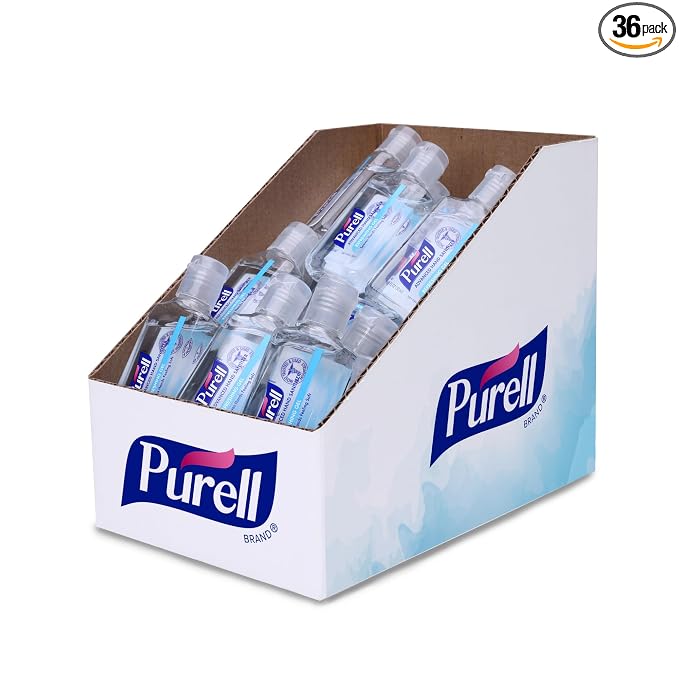 Purell Advanced Hand Sanitizer Refreshing Gel, Clean Scent, 1 Fl Oz Travel Size Flip-Cap Bottle with Display Bowl (Pack of 36), 3901-36-BWL