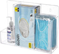 Acrylic Hygiene Dispenser Station with 3 Compartments - Triple Sanitation Station Holder Dispenser for Face Masks, Gloves Box, Hand Sanitizer, Hairnets, Tissues- Wall Mount or Tabletop