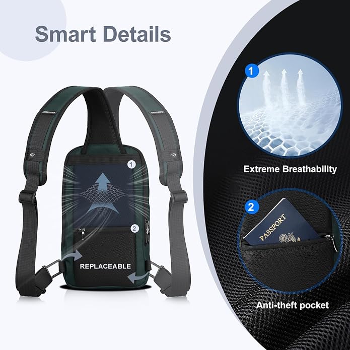hk Sling Bag for Man, Waterproof Utility Crossbody Bag with Anti-theft Pocket for Men