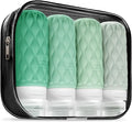 100 ml Silicone Travel Bottles for Toiletries with Labels/Clear Bag, Holiday Travel Essentials Leakproof Refillable Squeeze Travel Size Containers Set for Shampoo and Conditioner