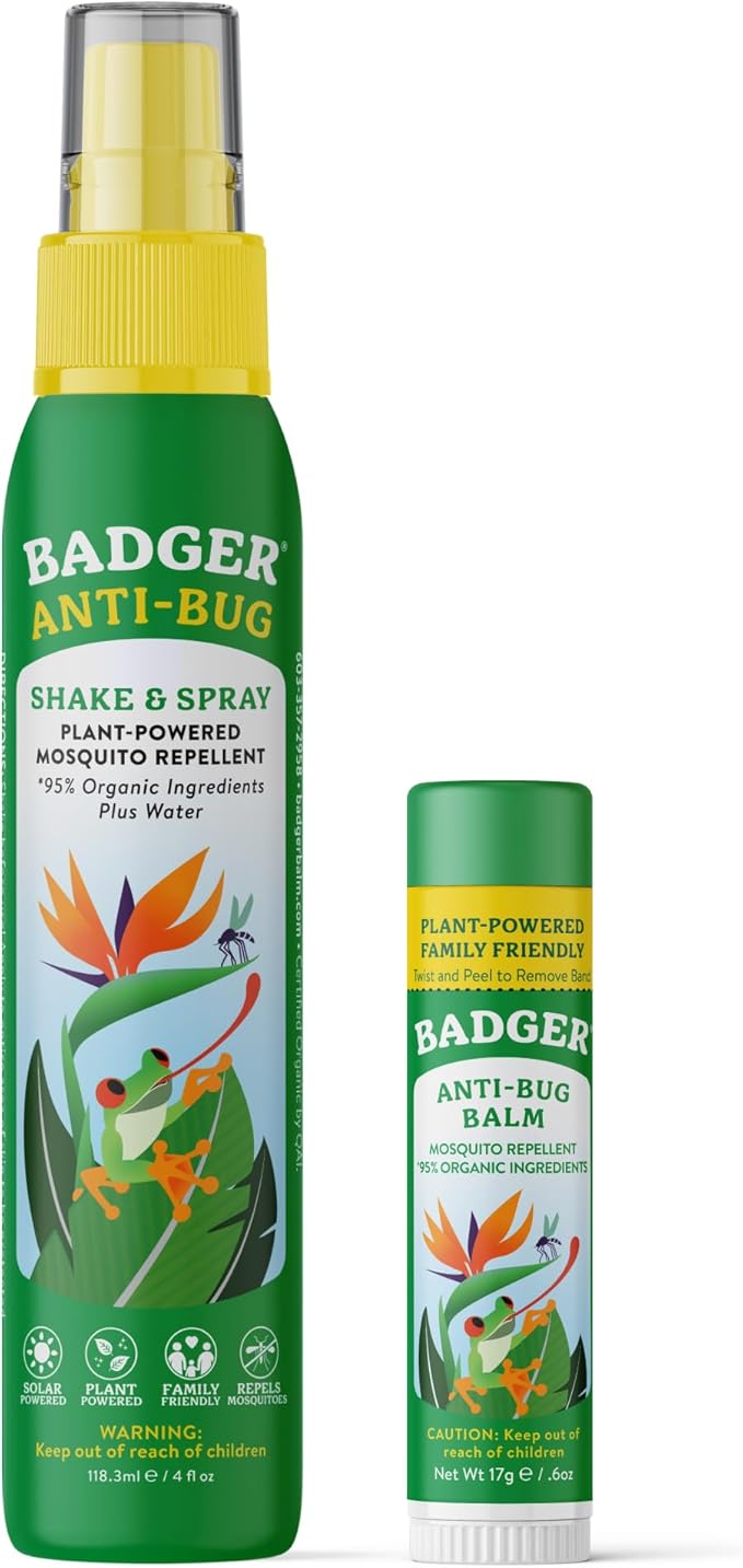 Badger Bug Repellent, Easy to Use Travel Stick, DEET-Free Mosquito Repellent & Insect Protection, Certified Organic Essential Oil Balm