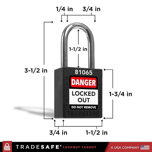 TRADESAFE Lockout Tagout Locks Set - 10 Black Lockout Locks Keyed Different, 2 Keys Per Loto Lock, OSHA Compliant Lock Out Tag Out Padlocks, Safety Padlocks for Electrical Lockout Tag Out Kits