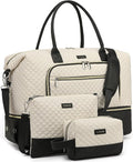 Weekender Bags for Women Travel, Under Seat Carry On Bags for Airplanes Overnight Bag with Shoe Compartment Luggage Sleeve, Foldie Travel Tote Bag Hospital Bag, Travel Gifts, White Black