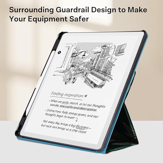 CoBak Case for 11" Kindle Scribe 3rd Generation 2025, Kindle Scribe Colorsoft with Two Viewing Angles - All New PU Leather Cover with Auto Sleep Wake, Pen Holder. Green Pattern