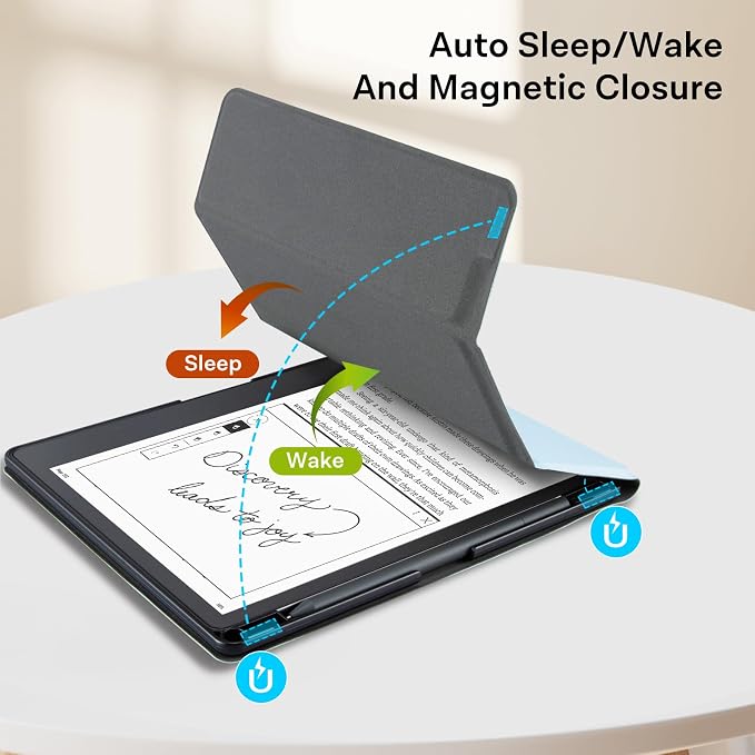 CoBak Case for E-Reader- All New PU Leather Cover with Auto Sleep Wake Feature for E-Reader 10.2" 2022 & 2024 Released with Pen Holder (not Compatible with Remarkable),Sky Blue