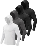 BOOJO 4 Pack Sun Hoodie for Men - UV UPF 50+ Fishing Shirts Long Sleeve Lightweight Tops for Athletic Running Gym Workout