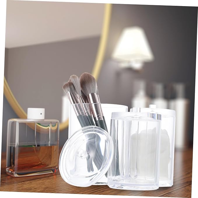 HEALLILY 2pcs Cotton Swab Box Protective Lid Desktop Storage for Makeup Balls Cotton Pads Home Supply