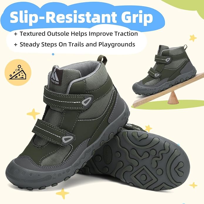 Mishansha Kids Water Resistant Hiking Boots, Boys Girls Anti Collision Anti-Skid Athletic Outdoor Adventure Trekking Shoes