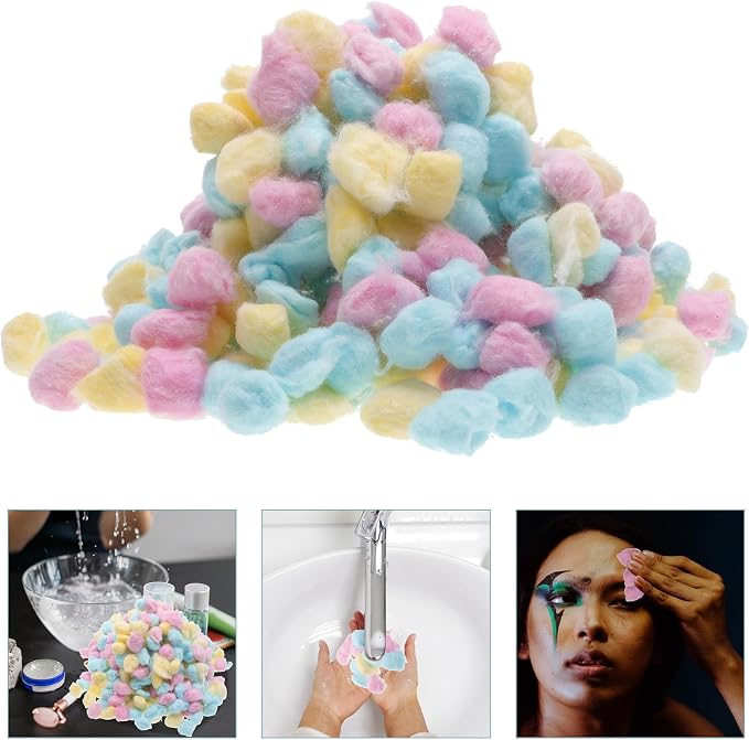 Artibetter 500g Cotton Balls Makeup Removal Face Cleansing Soft Multi-Color Pink Yellow Blue Cotton Suitable for Skin and Beauty Salon Use