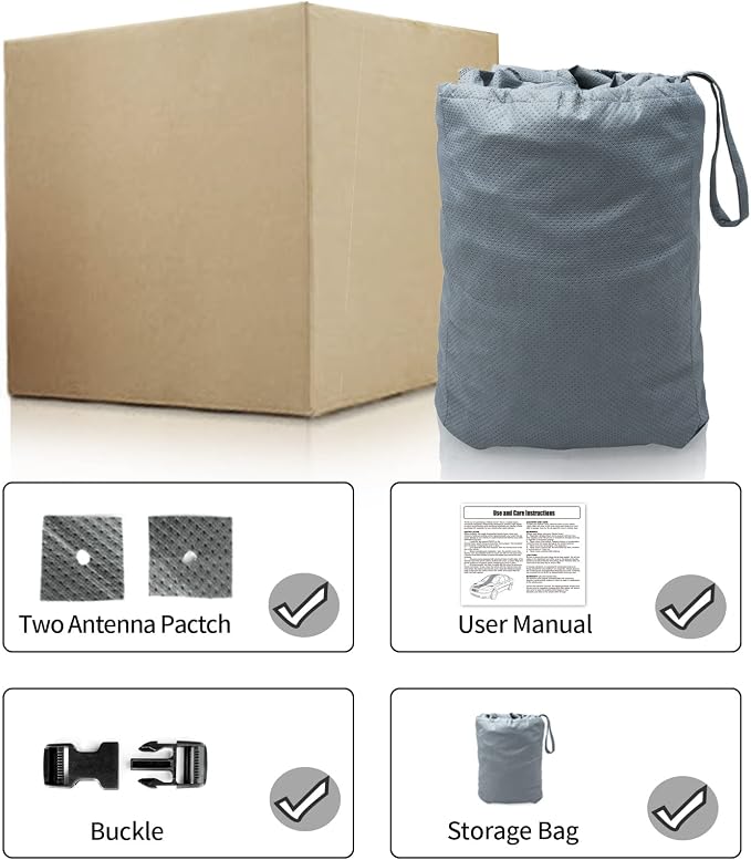 Leader Accessories Car Covers for Automobiles All-Weather Limited Waterproof, Breathable Full-Exterior Covers for Indoor and Outdoor Use, Fits Sedans 196"-205"