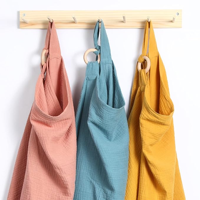 Treela 3 Pcs Muslin Cotton Breathable Nursing Cover Multi Use Car Seat Stroller Breastfeeding Cover for Breastfeeding Baby Shower Gifts Essentials(Rustic Color)