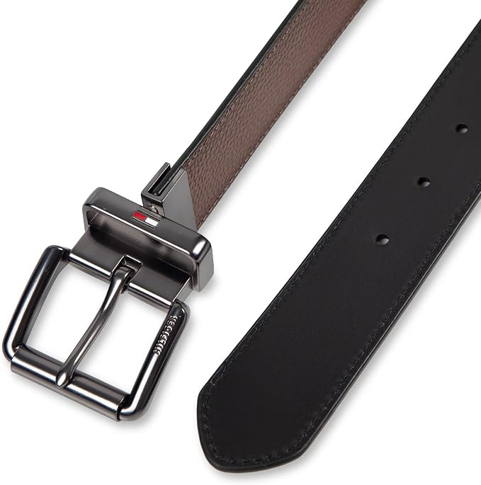 Tommy Hilfiger Men's Reversible Leather Belt, 2‑in‑1 Design for Dress Or Casual Wear